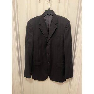 GIORGIO ROMAZZINI Mens SZ 42L Black Pinstripe Suit Jacket 3-Button Closure Notch